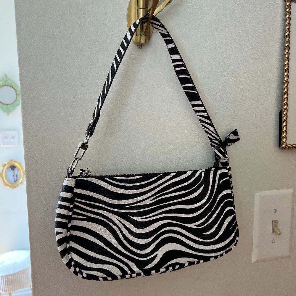 Zebra Y2K Shoulder Bag Black and White